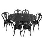 lattice 6-seater oval cast aluminium table
