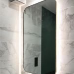 steel-frame rounded rectangle mirror