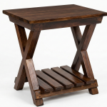 X-Frame Solid Wood Pedestal Table – Handcrafted Saligna Side Table