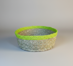 Bread Basket 25cm Solid Colour + Trim – Handwoven Natural Basket lime