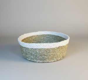 Bread Basket 25cm Solid Colour + Trim – Handwoven Natural Basket