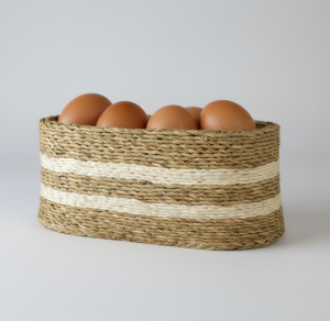 Bread Mini Baguet 32×13cm Stripe – Handwoven Oval Natural Basket