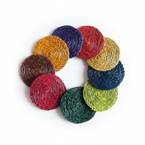Coaster Round Solid Colour – Handwoven 10cm Coaster